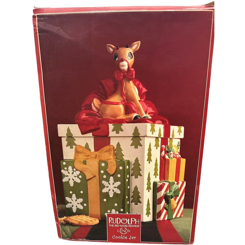 Vintage LENOX Rudolph the Red Nosed Reindeer COOKIE JAR 2002 w/Box